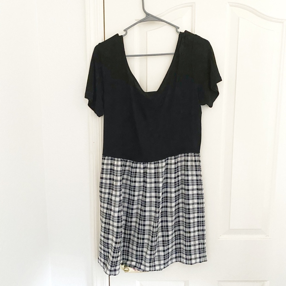 Vintage Baja Blue Black & Plaid Short Sleeve Dress - Picture 3 of 5